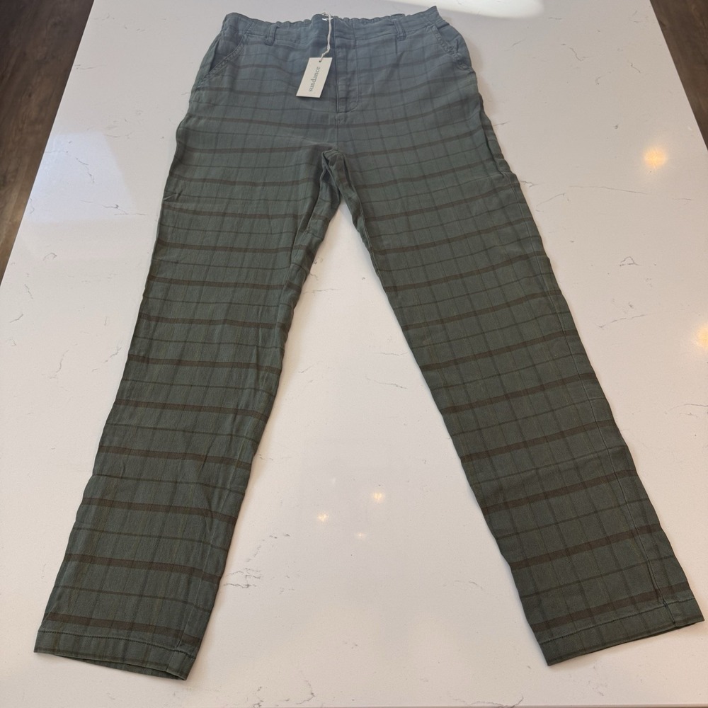 Sundance Plaid Linen Blend Pants Size 6 NWT  chic Sundance plaid pants